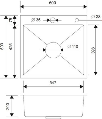 Мойка кухонная РМС MR-6050G (корзина раздвижная и дозатор врезной)