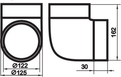 Колено воздуховода Семь ветров 125мм / 222