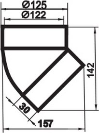 Колено воздуховода Семь ветров 125мм 45 / 2220