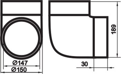 Колено воздуховода Семь ветров 150мм / 323