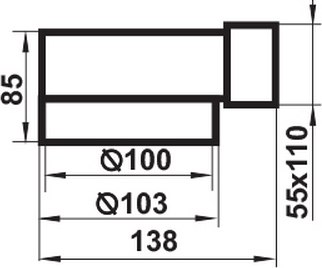 Колено-переходник Семь ветров 110x55 100м / 521
