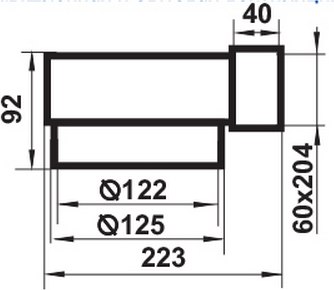 Колено-переходник Семь ветров 204x60 125мм / 822