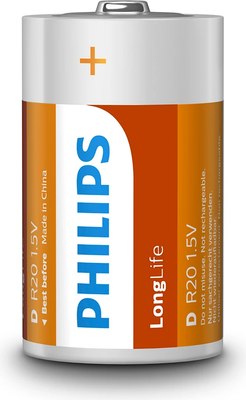 Комплект батареек Philips Longlife Zinc D R20L2F