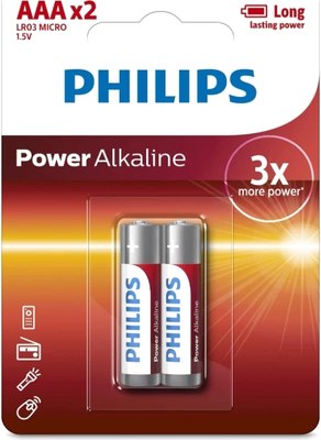 Комплект батареек Philips Power Alkaline AAA LR03P2B - фото