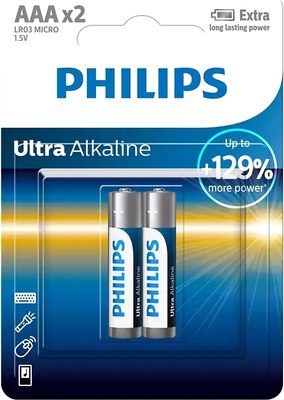 Комплект батареек Philips Ultra Alkaline AAA LR03 - фото