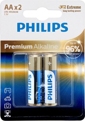 Комплект батареек Philips Premium Alkaline AA LR6 - фото