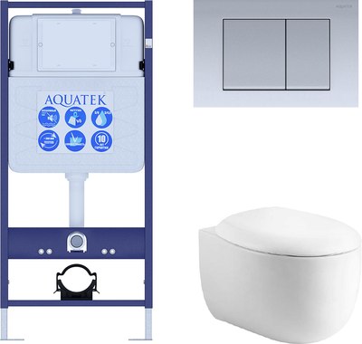 Унитаз подвесной с инсталляцией Aquatek Альтаир INS-0000012+KKI-0000002+KDI-0000011+AQ1980-00 - фото
