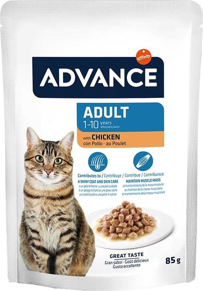 Влажный корм для кошек Advance для взрослых кошек от 1 до 10 лет кусочки курицы в соусе - фото