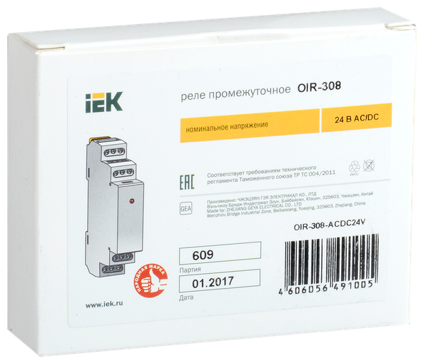 Реле промежуточное IEK OIR-308-ACDC24V