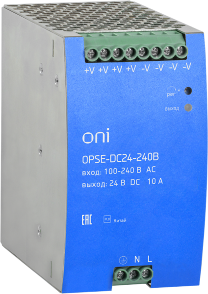 Блок питания на DIN-рейку ONI 220В AC/24В DC 20А 480Вт / OPSE-DC24-480B - фото