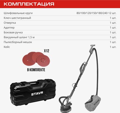 Шлифовальная машина для стен Ставр SWS 800-225LK