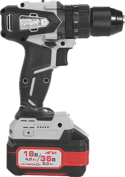 Аккумуляторная дрель-шуруповерт Интерскол DAU-13/36V 50 (850.2.2.70)