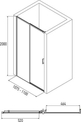 Душевой уголок Alex Baitler 110x100 AB61C110 + стенка SG61C100