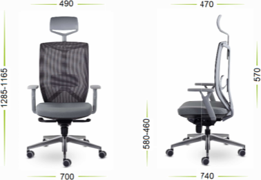 Кресло офисное UTFC Профи М-900 с подголовником (серый пластик)