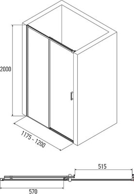 Душевой уголок Alex Baitler 120x90 AB61C120 + стенка SG61C90