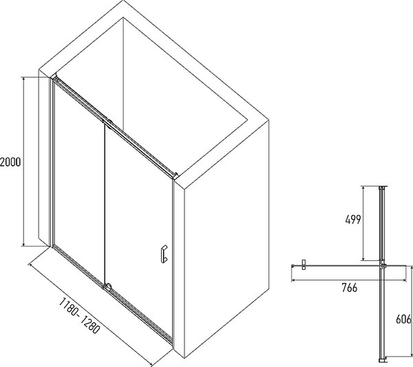 Душевой уголок Alex Baitler 120x90 AB71C120 + стенка SG71C90