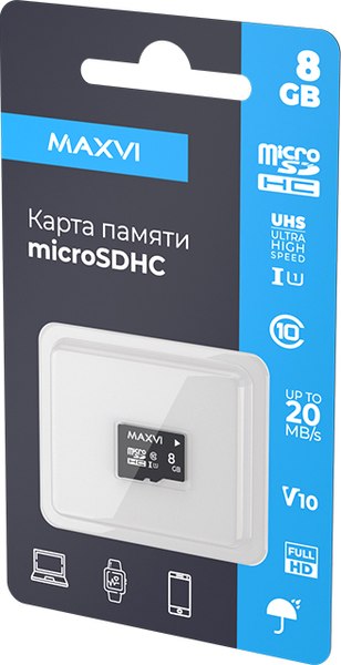 Карта памяти Maxvi MicroSDHC 8GB Class 10 UHS-I (1) - фото