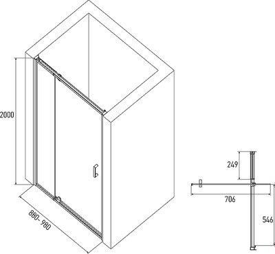 Душевая дверь Alex Baitler 90x200 SG71C90 + стенка AB71C90
