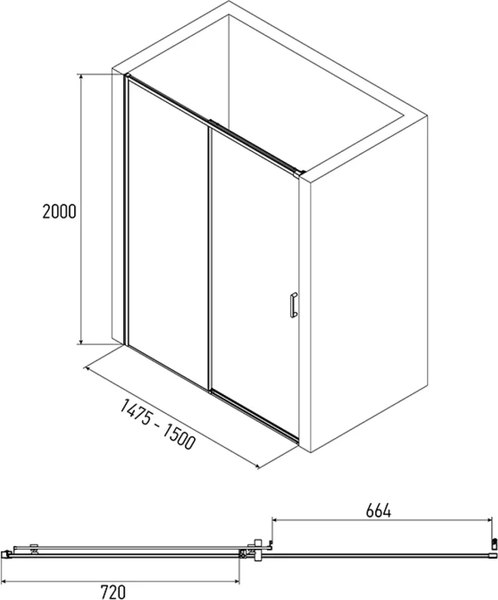 Душевой уголок Alex Baitler 90x200 со стенкой / SG64B90 + AB64B150
