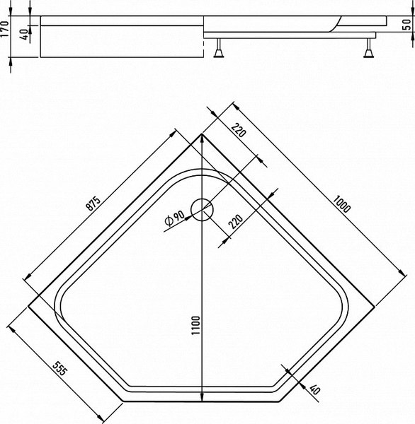 Душевой уголок Alex Baitler AB 215-100 + поддон AB10017V-1