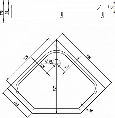 Душевой уголок Alex Baitler AB 215-90 + поддон AB9017V-1