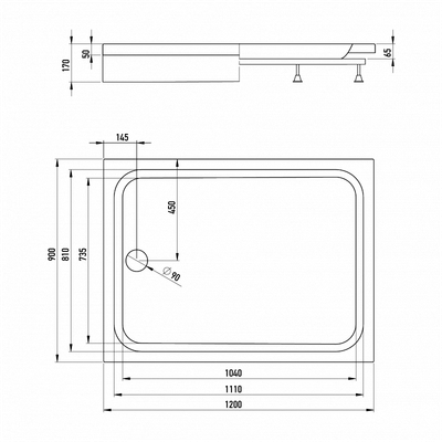 Душевой уголок Alex Baitler AB14120X1 + поддон AB12917H-1