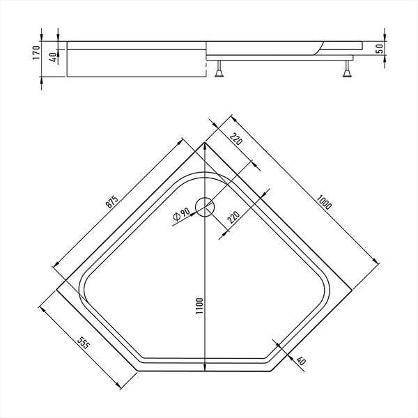 Душевой уголок Erlit ER 10110V-C4 + поддон AB10017V-1