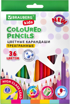 Набор цветных карандашей Brauberg Kids New / 182003 - фото