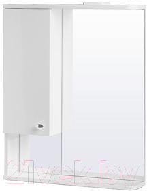 Шкаф с зеркалом для ванной СанитаМебель Камелия-11.60 Д2 (левый, белый) - фото