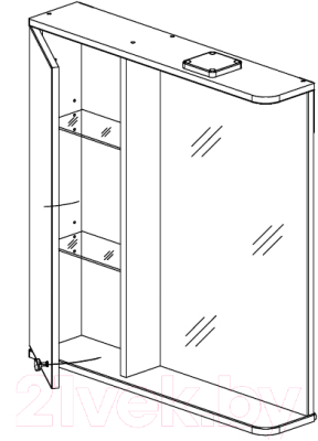 Шкаф с зеркалом для ванной СанитаМебель Камелия-11.70 Д2 (левый, белый)