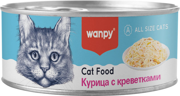 Влажный корм для кошек Wanpy Cat Курица с креветками - фото