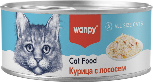 Влажный корм для кошек Wanpy Cat Курица с лососем - фото