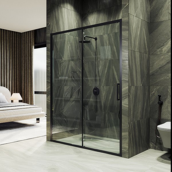 Душевая дверь MaybahGlass 195x120 / MGD-1276-6 (бесцветный/черный)