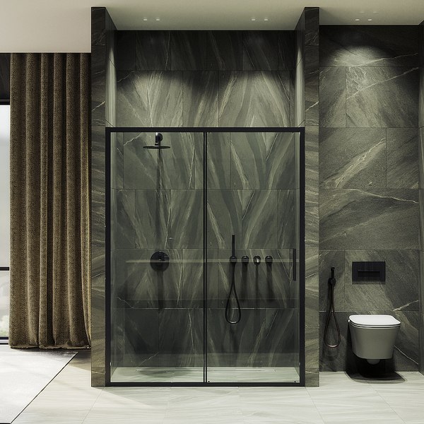 Душевая дверь MaybahGlass 195x120 / MGD-1276-6 (бесцветный/черный)