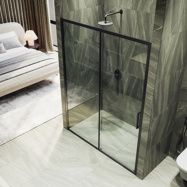 Душевая дверь MaybahGlass 195x120 / MGD-1276-6 (бесцветный/черный)