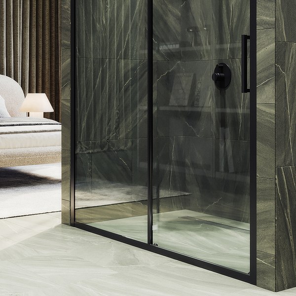 Душевая дверь MaybahGlass 195x120 / MGD-1276-6 (бесцветный/черный)