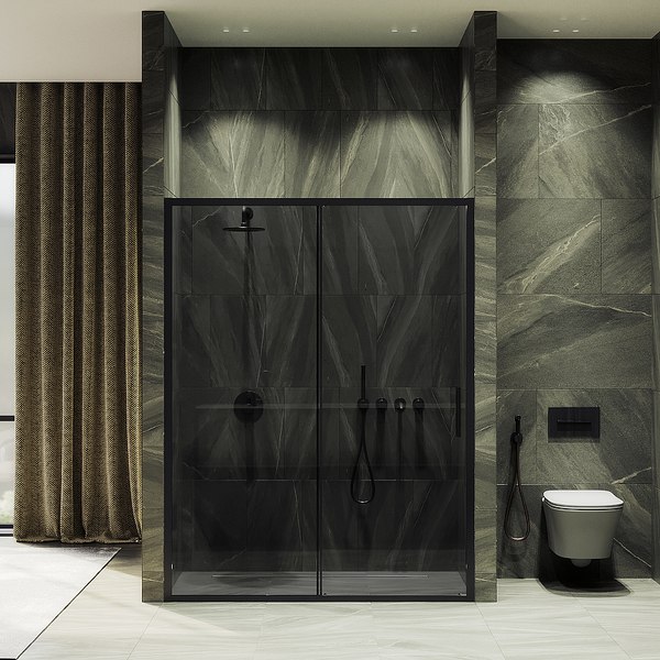 Душевая дверь MaybahGlass 195x120 / MGD-1284-6 (графит/черный)