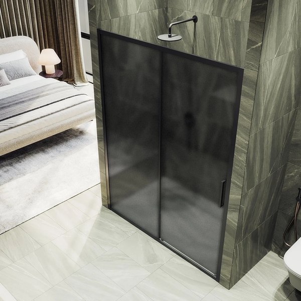 Душевая дверь MaybahGlass 195x120 / MGD-1288-6 (графит матовый/черный)