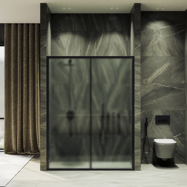 Душевая дверь MaybahGlass 195x120 / MGD-1280-6 (сатин/черный)