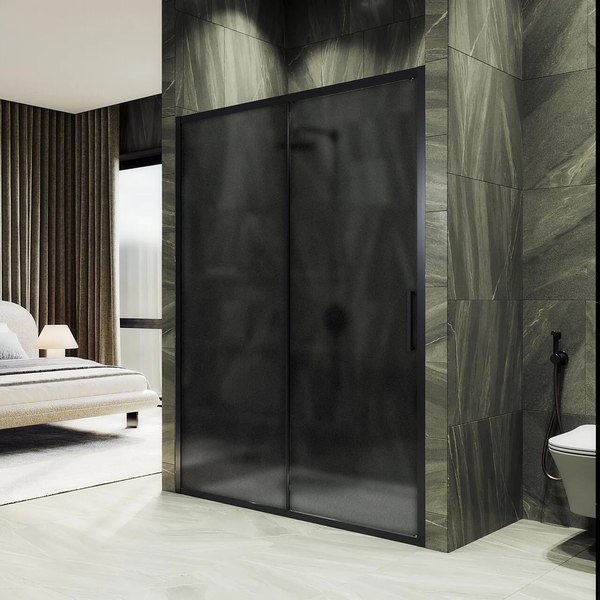 Душевая дверь MaybahGlass 195x150 / MGD-1289-6 (графит матовый/черный)