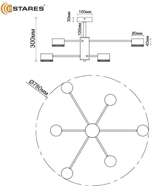 Люстра Estares Gusta 6xGX53 R-780x300-WHITE-IP20