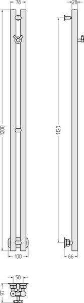 Полотенцесушитель водяной Сунержа Нюанс Pro 1200х50 / 00-0412-1250