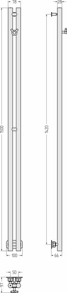 Полотенцесушитель водяной Сунержа Нюанс Pro 1500х50 / 00-0412-1550