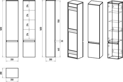 Шкаф-пенал для ванной Brevita Victory 35 / VIC-05035-500R
