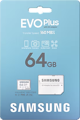 Карта памяти Samsung EVO Plus microSDXC 64GB + адаптер (MB-MC64SA/APC)