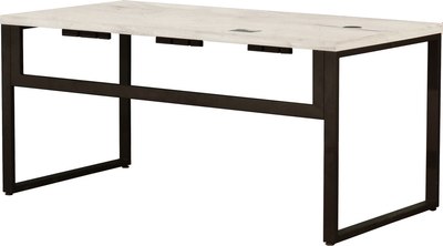 Компьютерный стол Millwood Каир Смарт 160x80x74.2 (дуб белый Craft/металл черный) - фото