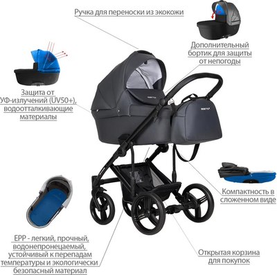 Детская универсальная коляска Bebetto Magnum Light Pro 2 в 1