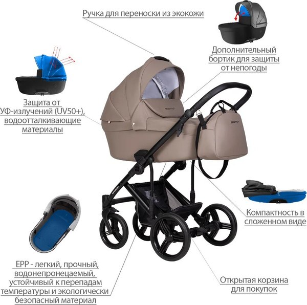 Детская универсальная коляска Bebetto Magnum Light Pro 2 в 1