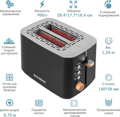 Тостер Endever Skyline ST-124 (черный)