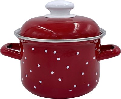 Кастрюля Лысьвенские эмали White Dots Вишневый 1608АП2/8Вш - фото